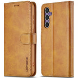 Lc.Imeeke Samsung Galaxy S25 Etui med Kortlomme Standfunktion Lysebrun
