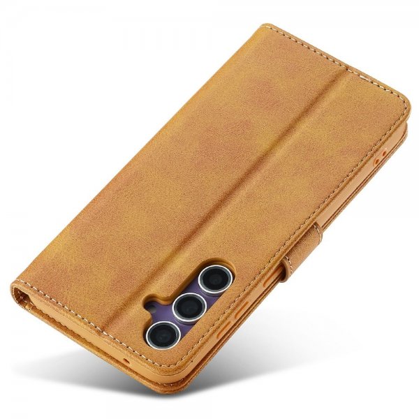 Lc.Imeeke Samsung Galaxy S25 Etui med Kortlomme Standfunktion Lysebrun