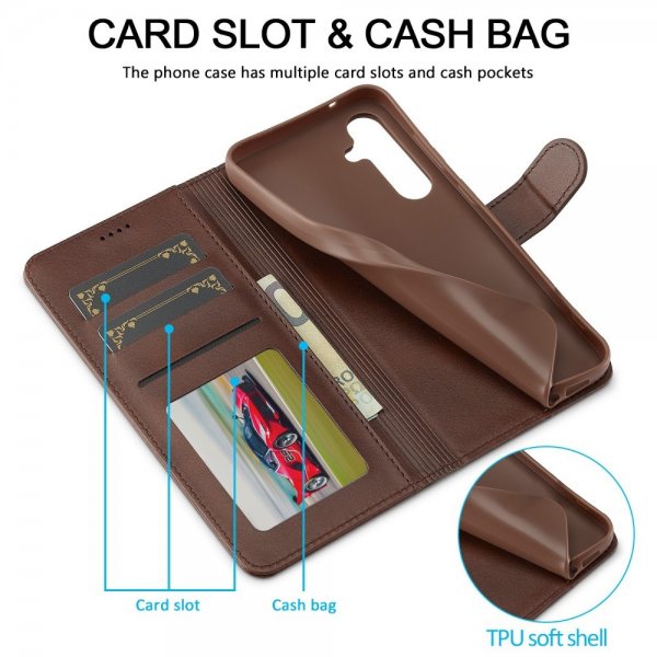 Lc.Imeeke Samsung Galaxy S25 Etui med Kortlomme Stativfunktion Mørkebrun