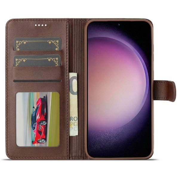 Lc.Imeeke Samsung Galaxy S25 Etui med Kortlomme Stativfunktion Mørkebrun