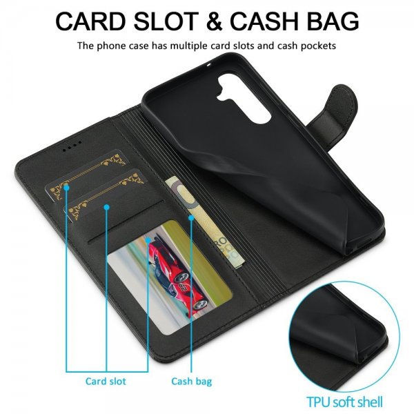 Lc.Imeeke Samsung Galaxy S25 Cover med Kortrum Kickstand Sort
