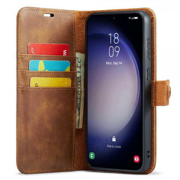 Dg.Ming Samsung Galaxy S25 Etui med Aftageligt Cover Brun