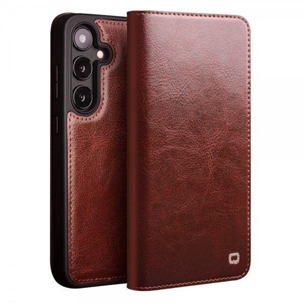 Qialino Samsung Galaxy S25 Plus Etui Ægte Læder Brun