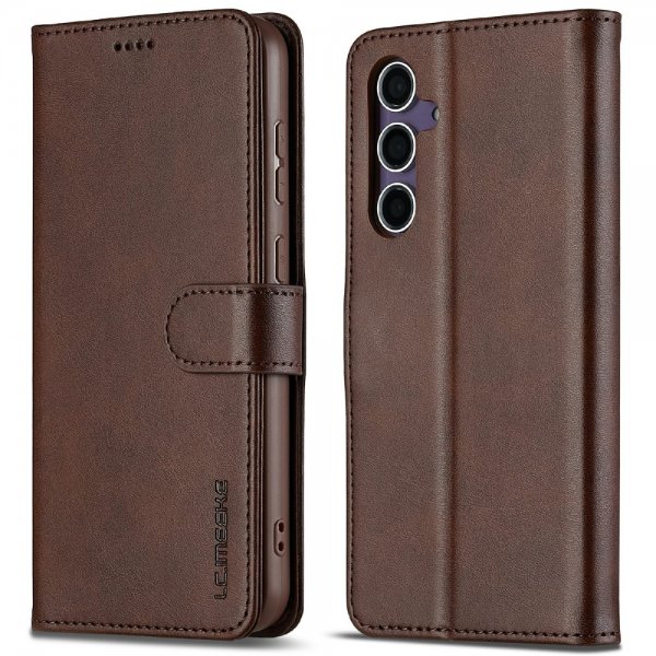 Lc.Imeeke Samsung Galaxy S25 Plus Etui med Kortlomme og Stativfunktion Mørkebrun