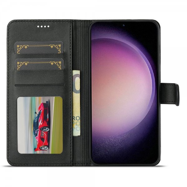Lc.Imeeke Samsung Galaxy S25 Plus Etui med Kortlomme Stativfunktion Sort