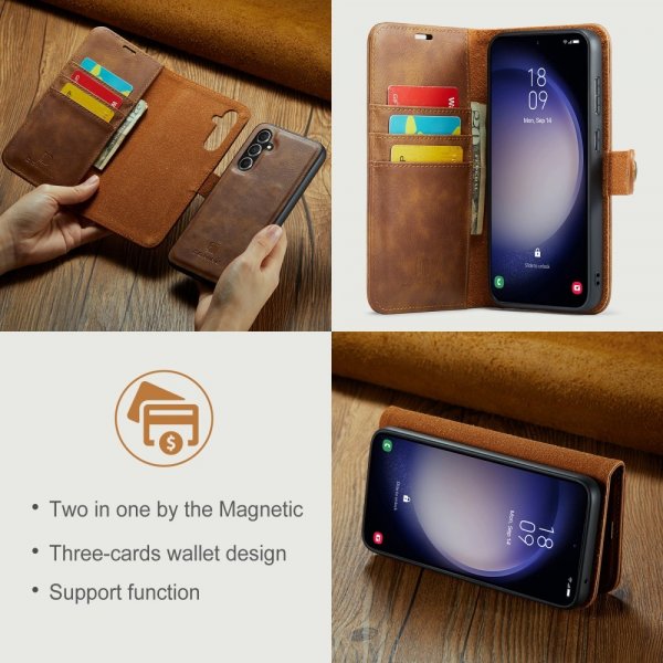 Dg.Ming Samsung Galaxy S25 Plus Etui med Aftageligt Cover Brun