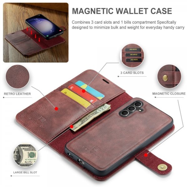 Dg.Ming Samsung Galaxy S25 Plus Etui med Aftageligt Cover Rød