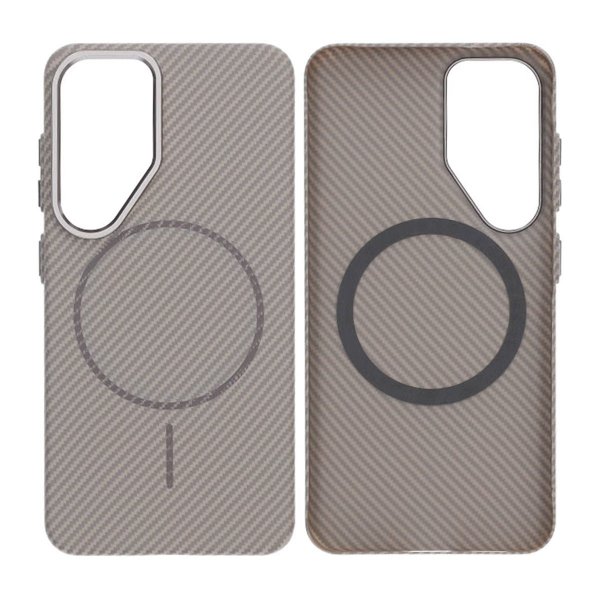 Samsung Galaxy S25 Plus Cover Kulfibermønster MagSafe Grå