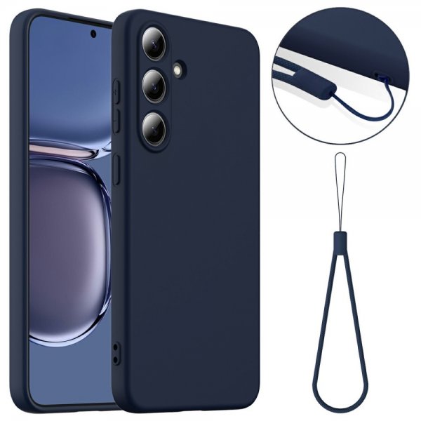 Samsung Galaxy S25 Cover med Strop Silikone MagSafe Mørkeblå