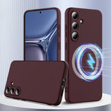 Samsung Galaxy S25 Cover med Strap Silikone MagSafe Vinrød
