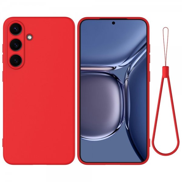 Samsung Galaxy S25 Cover med Strop Silikone Rød