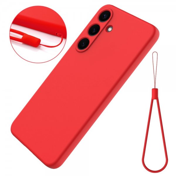 Samsung Galaxy S25 Cover med Strop Silikone Rød