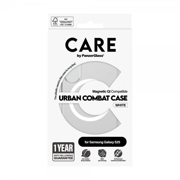 CARE by PanzerGlass Samsung Galaxy S25 Cover Urban Combat MagSafe Hvid