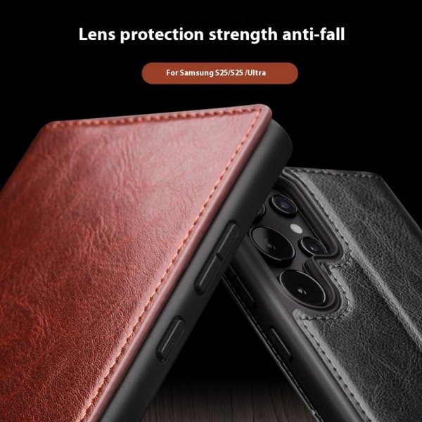 Qialino Samsung Galaxy S25 Ultra Cover Ægte Læder Brun