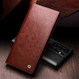 Qialino Samsung Galaxy S25 Ultra Cover Ægte Læder Sort