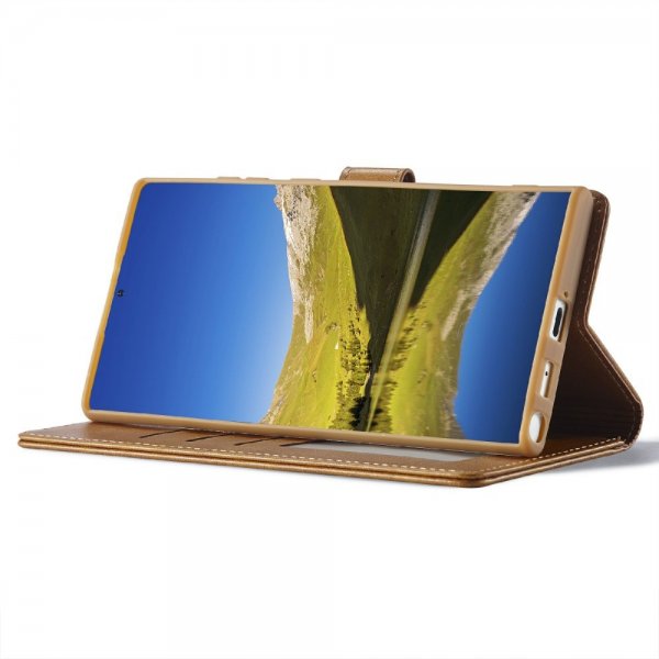 Lc.Imeeke Samsung Galaxy S25 Ultra Cover med Kortlomme Standerfunktion Lysebrun