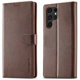 Lc.Imeeke Samsung Galaxy S25 Ultra Cover med Kortlomme Standerfunktion Mørkebrun