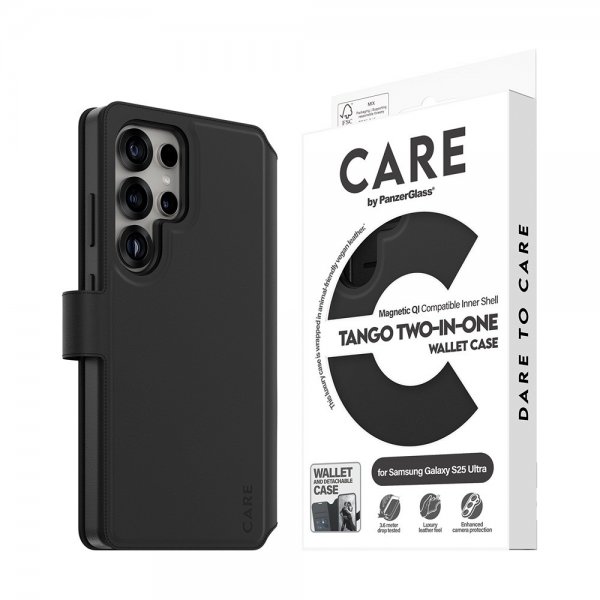 CARE by PanzerGlass Samsung Galaxy S25 Ultra Etui Tango Two-in-One Wallet MagSafe Sort