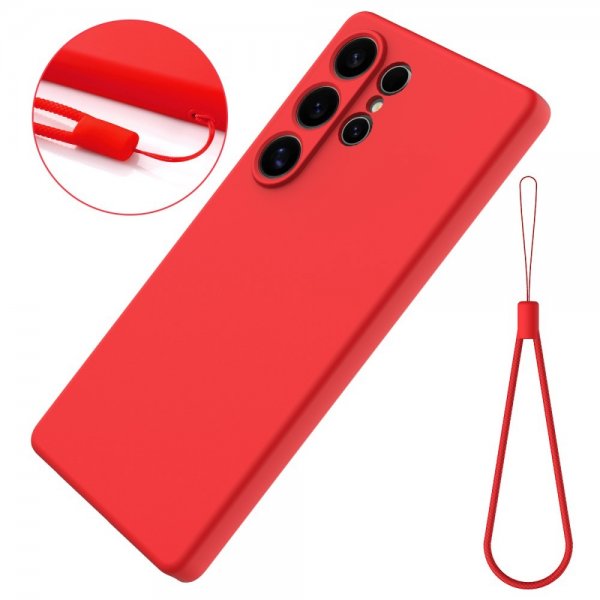 Samsung Galaxy S25 Ultra Cover med Rem Silikone Rød