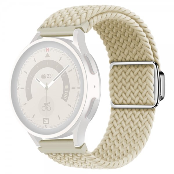 Samsung Galaxy Watch 20mm Flettet Nylonrem Cremefarvet