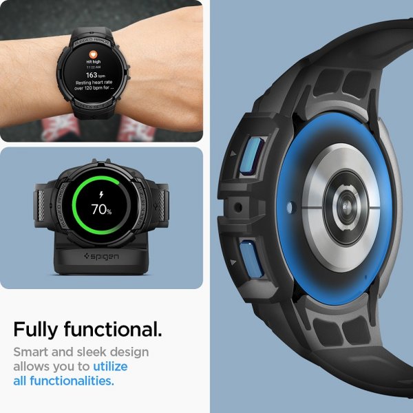 Spigen Samsung Galaxy Watch 6 44mm Cover og Rem Rugged Armor Pro Sort