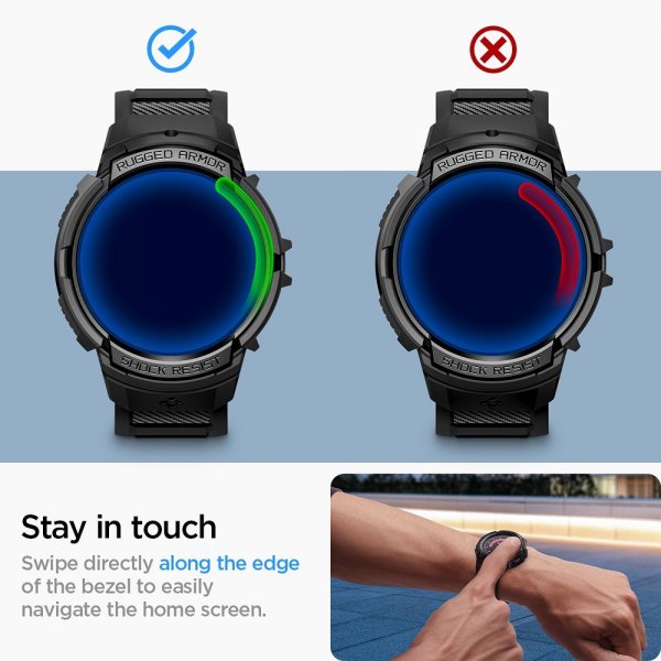 Spigen Samsung Galaxy Watch 6 44mm Cover og Rem Rugged Armor Pro Sort