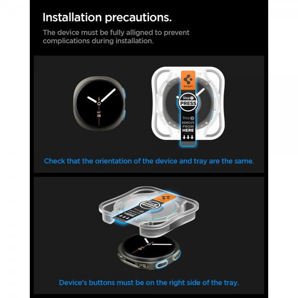 Spigen Samsung Galaxy Watch 8 40mm Skærmbeskyttelse GLAS.tR EZ Fit 2-pak