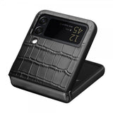 Qialino Samsung Galaxy Z Flip 4 Cover Krokodillemønster Sort