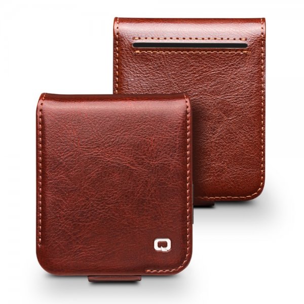 Qialino Samsung Galaxy Z Flip 6/Flip 7 FE Etui Ægte Læder med Klap Brun