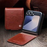Qialino Samsung Galaxy Z Flip 6/Flip 7 FE Etui Ægte Læder med Klap Brun