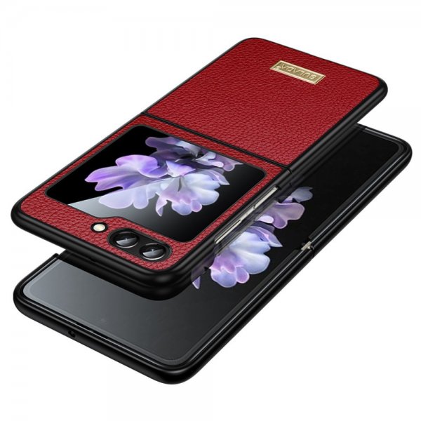 Etui til Samsung Galaxy Z Flip 6/Flip 7 FE, Litchitekstur, Rød