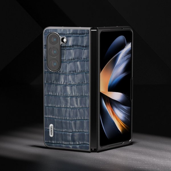 ABEEL Samsung Galaxy Z Fold 5 Cover Krokodilletekstur Blå