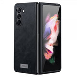 Sulada Samsung Galaxy Z Fold 5 Cover Lædertekstur Sort