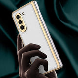 GKK Samsung Galaxy Z Fold 5 Cover Forgyldt Kant Kulfiber Sort
