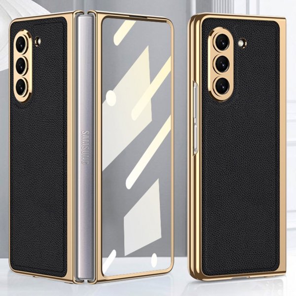 GKK Samsung Galaxy Z Fold 5 Cover Forgyldt Kant Sort