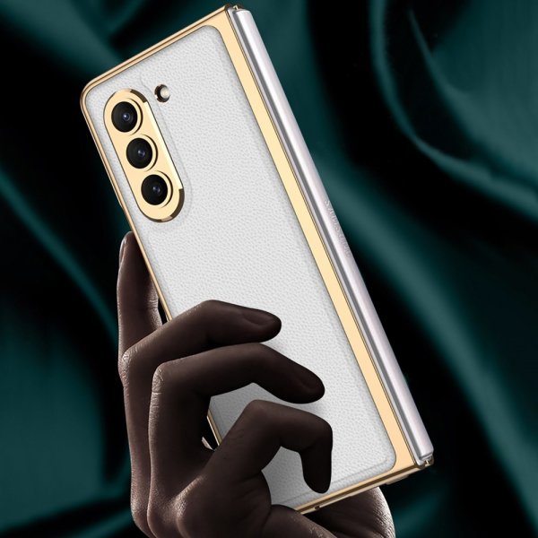 GKK Samsung Galaxy Z Fold 5 Cover Forgyldt Kant Hvid