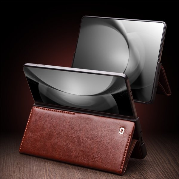 Qialino Samsung Galaxy Z Fold 6 Etui Ægte Læder Brun