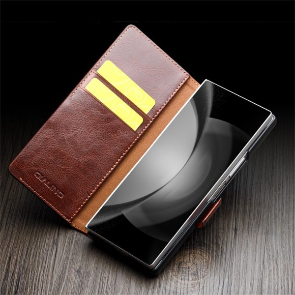 Qialino Samsung Galaxy Z Fold 6 Etui Ægte Læder Sort