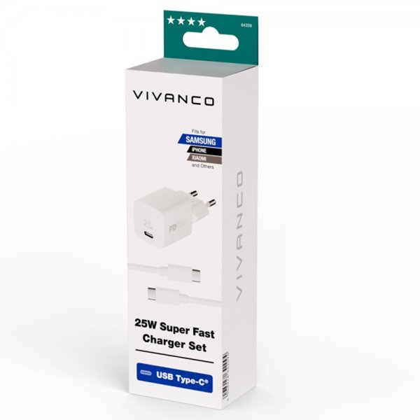 Vivanco Samsung Oplader med Kabel 25W Super Fast Charger Sæt