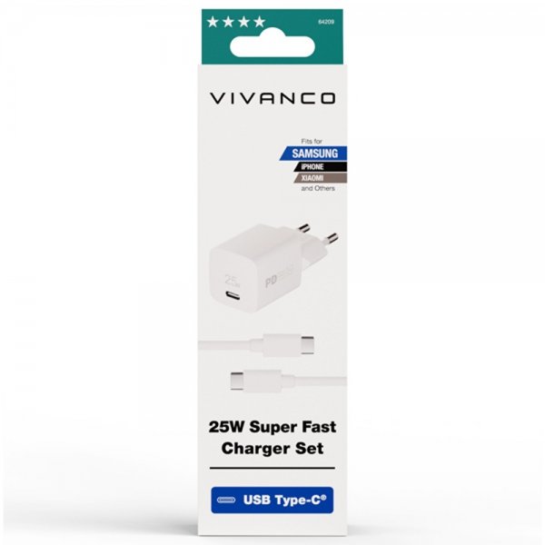 Vivanco Samsung Oplader med Kabel 25W Super Fast Charger Sæt