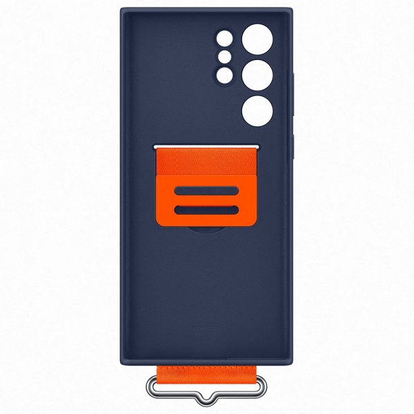 Samsung Original Galaxy S22 Ultra Cover Silikone Cover med Rem Navy
