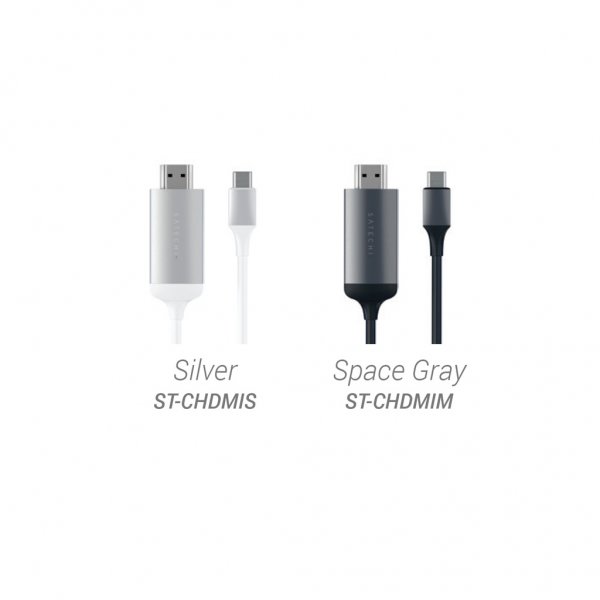 Satechi Aluminium Type-C til HDMI Kabeladapter 4K 60Hz 1.8m Sølv
