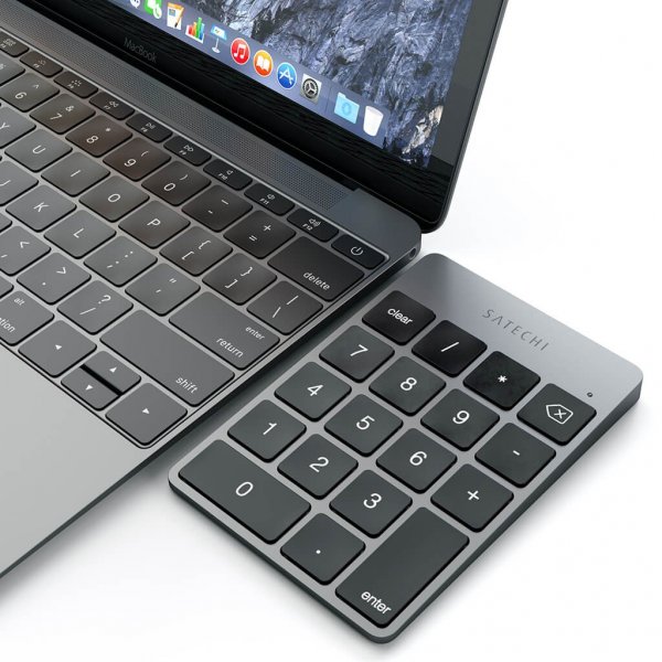 Satechi Slim Wireless Keypad Genopladeligt Bluetooth Tastatur Space Gray