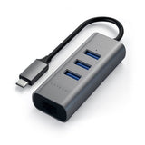 Satechi Type-C 2-i-1 USB Hub Ethernet Space Gray