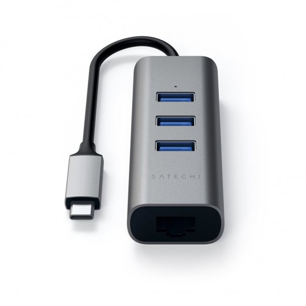 Satechi Type-C 2-i-1 USB Hub Ethernet Sølv