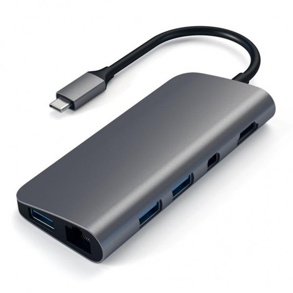 Satechi USB-C Multimedia Adapter 4K HDMI/Mini DisplayPort Gigabit Ethernet Grå