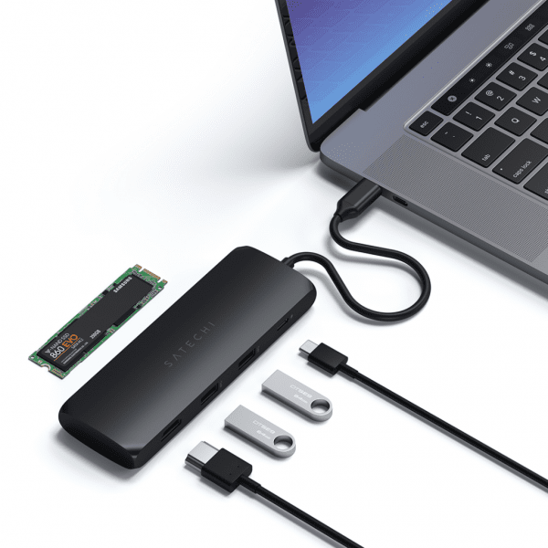 Satechi USB-C HYBRID med indbygget mulighed for SSD-lagring Grå