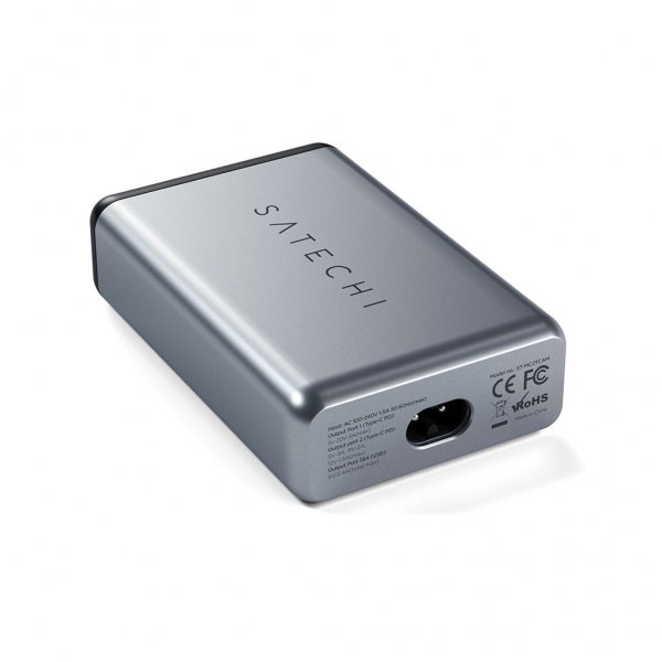 Satechi 75W PD rejselader med to USB-C- og USB-A-porte Grå