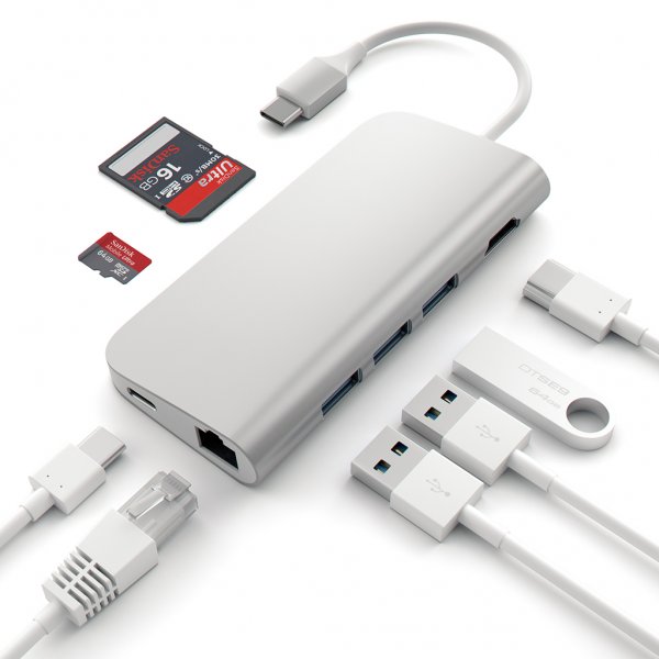 Satechi USB-C Multi-Port Adapter 4K Gigabit Ethernet Sølv