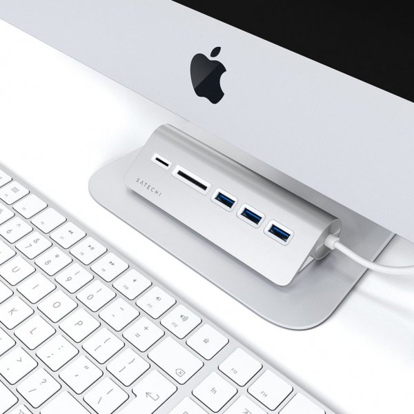 Satechi USB-C Combo Hub til stationær computer sølv